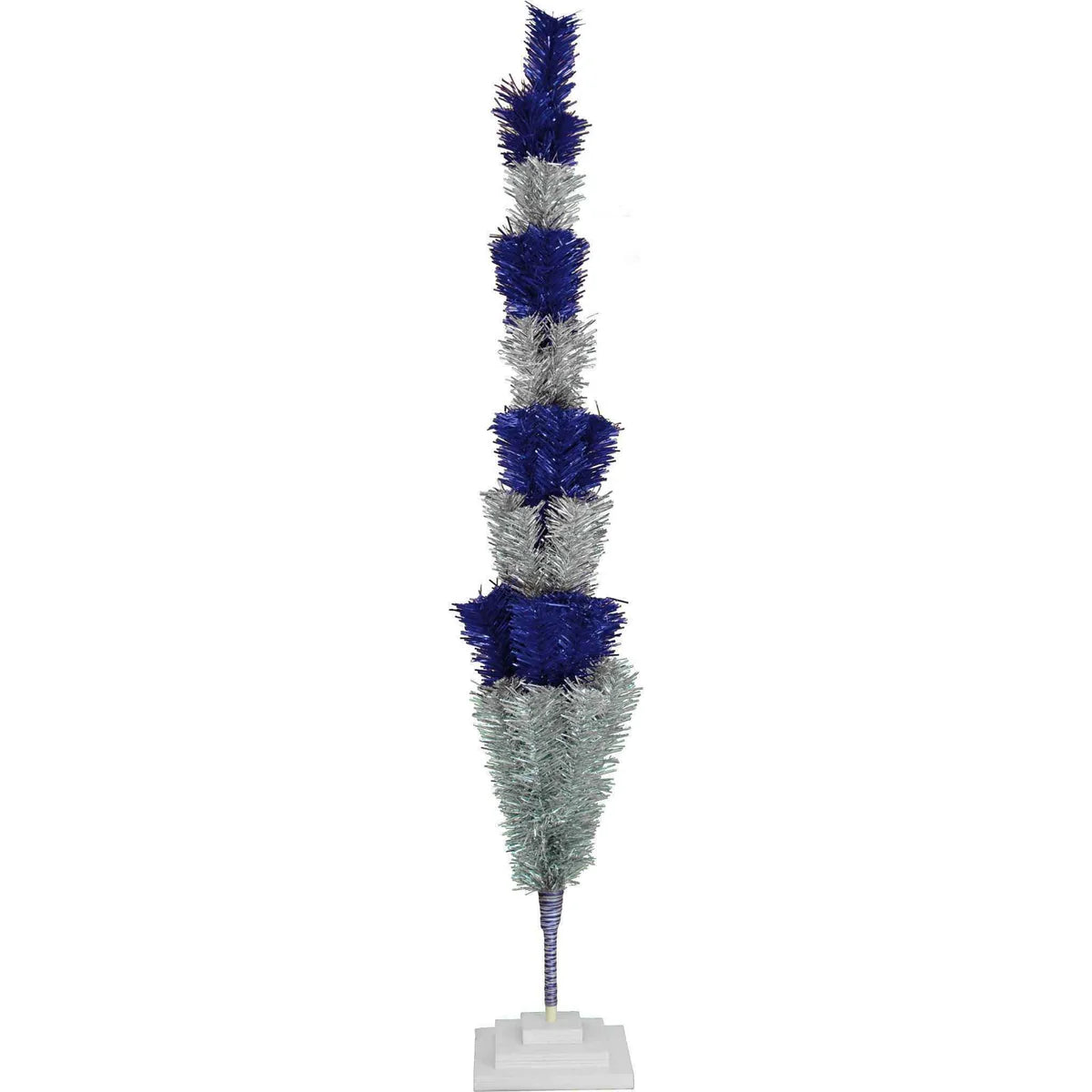 BLUE & SILVER LAYERED TINSEL CHRISTMAS TREE