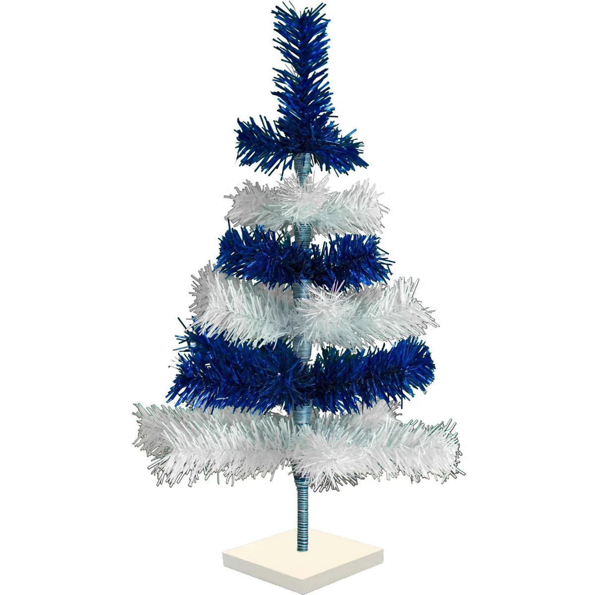 BLUE & WHITE LAYERED TINSEL CHRISTMAS TREE