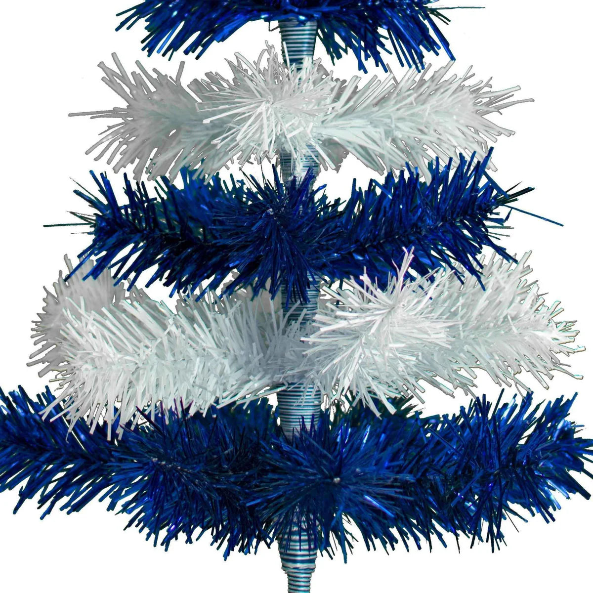 BLUE & WHITE LAYERED TINSEL CHRISTMAS TREE