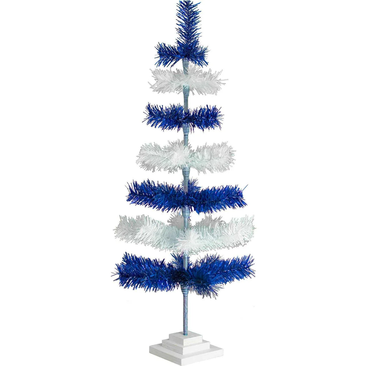BLUE & WHITE LAYERED TINSEL CHRISTMAS TREE