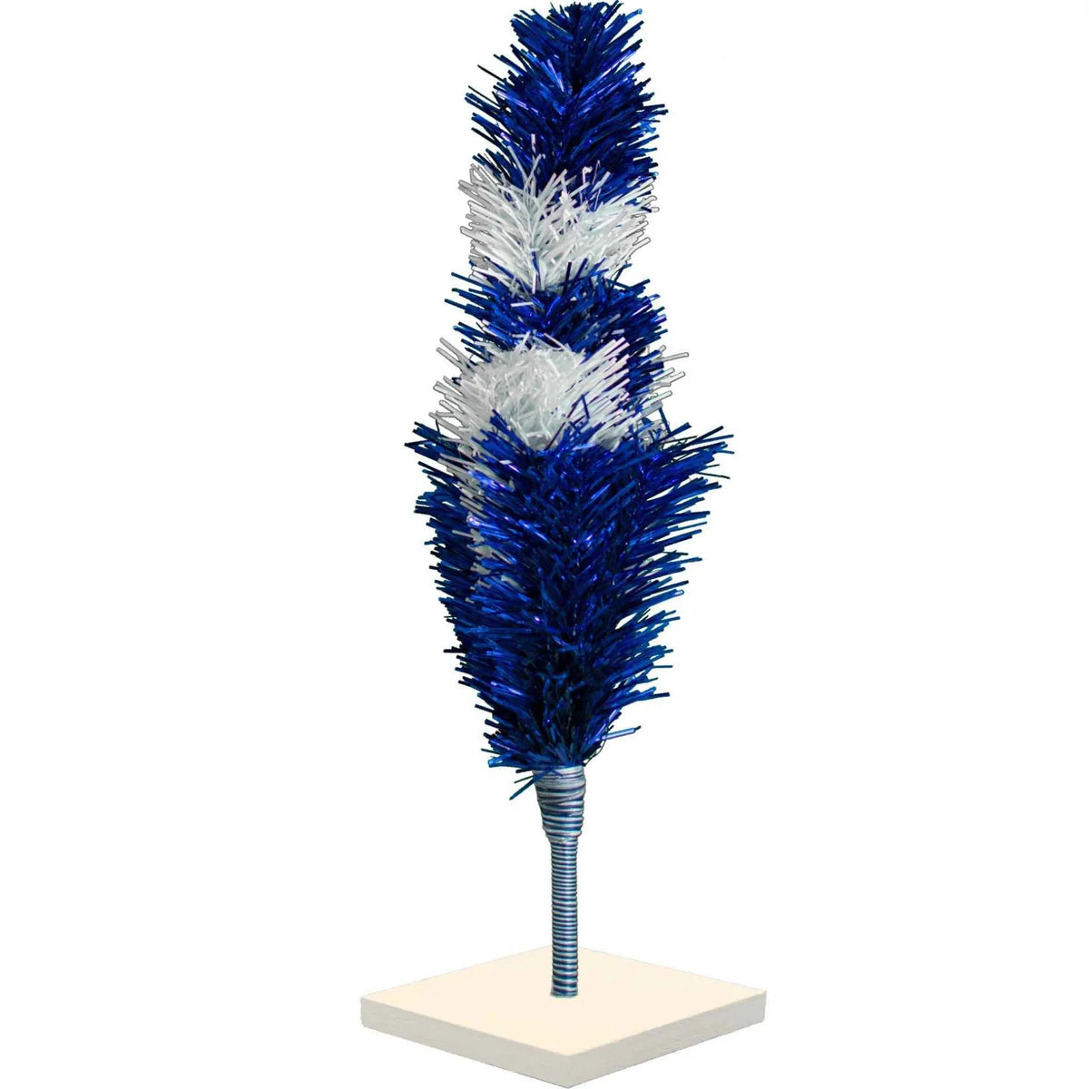 BLUE & WHITE LAYERED TINSEL CHRISTMAS TREE