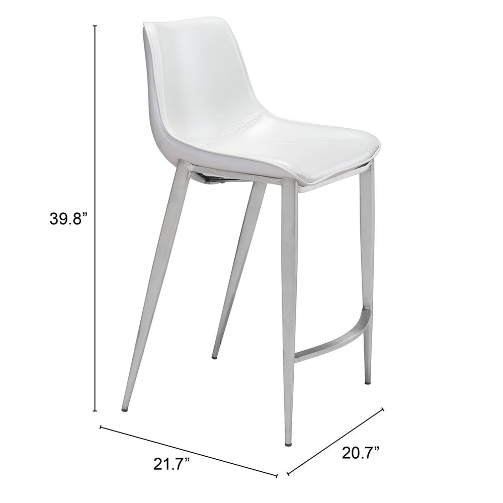 MAGNUS COUNTER STOOL WHITE & SILVER