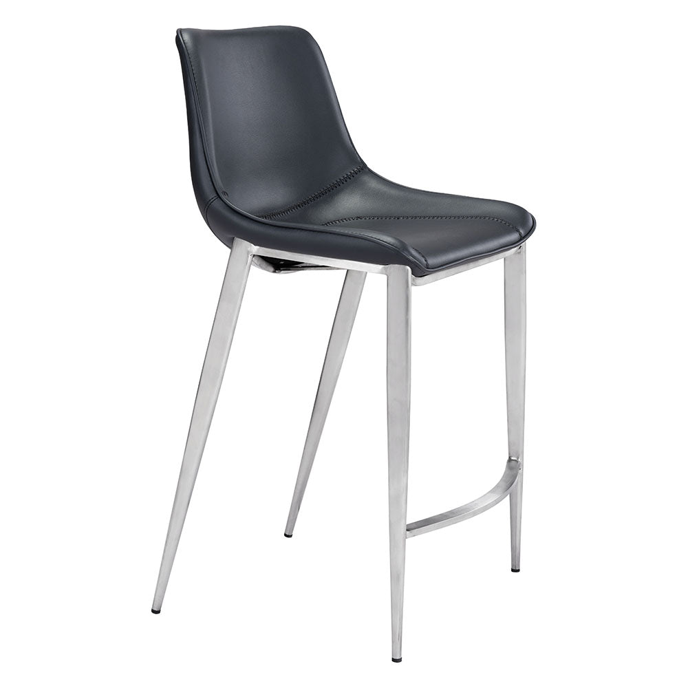 MAGNUS COUNTER STOOL BLACK & SILVER