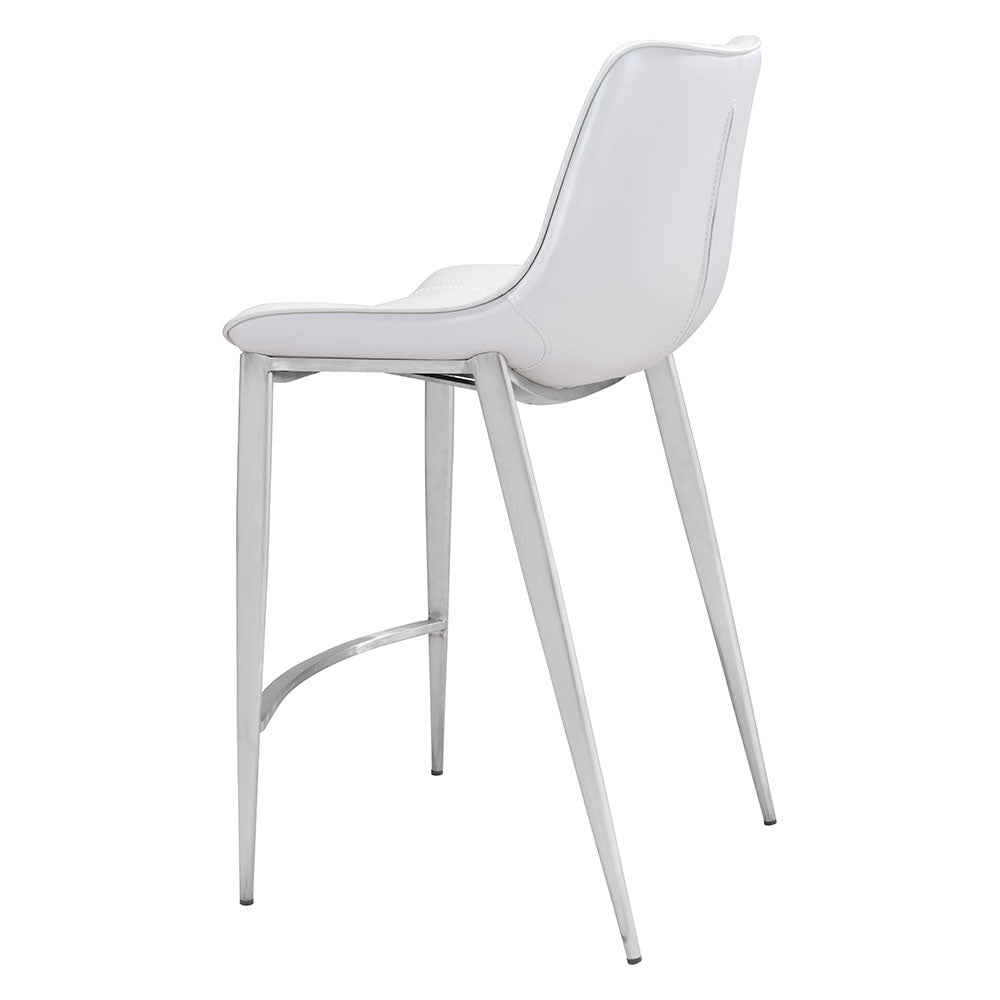 MAGNUS COUNTER STOOL WHITE & SILVER