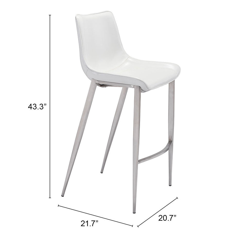 MAGNUS BARSTOOL WHITE & SILVER