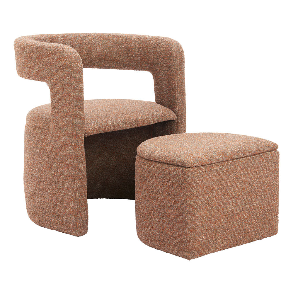 ATRIA ACCENT CHAIR & OTTOMAN TAWNY BROWN