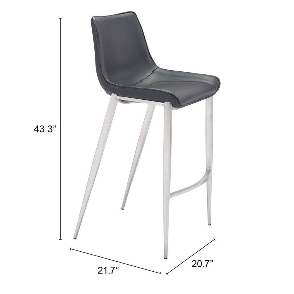MAGNUS BARSTOOL BLACK & SILVER