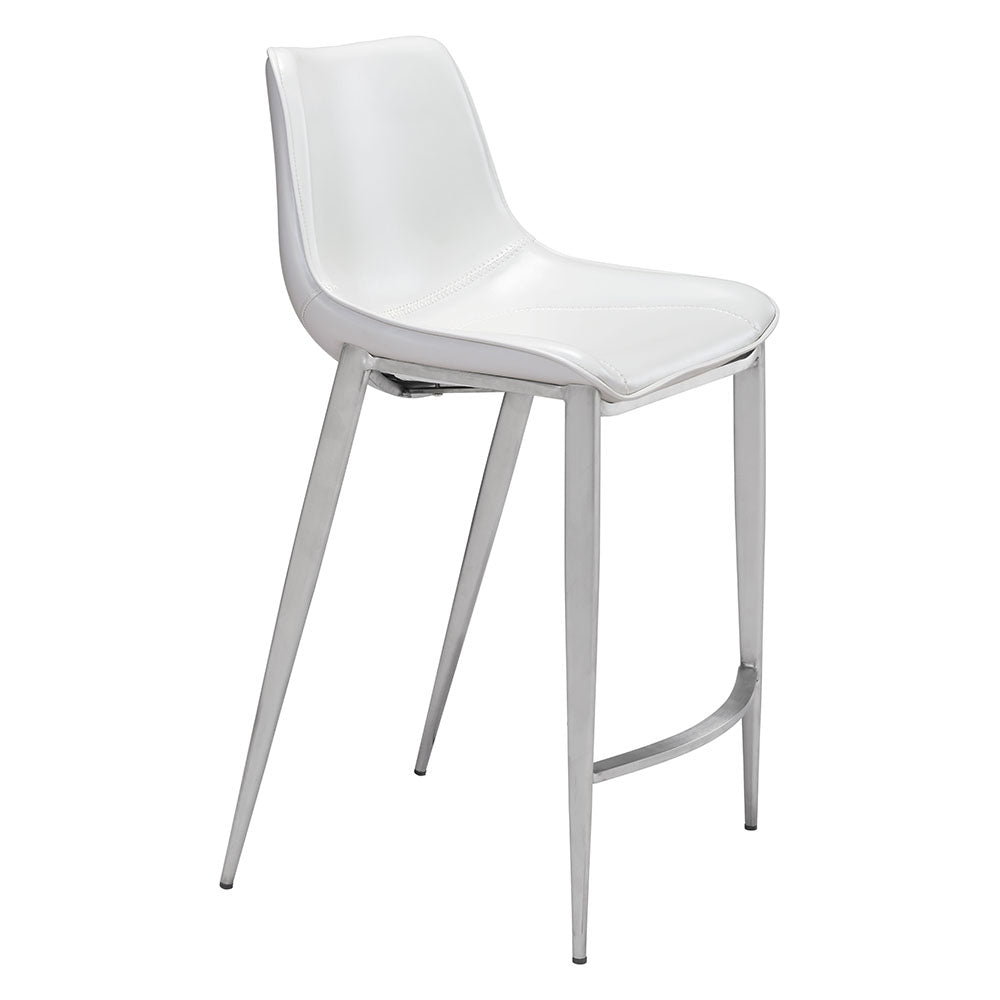 MAGNUS COUNTER STOOL WHITE & SILVER
