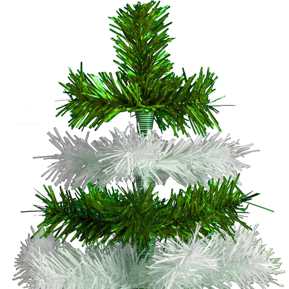 GREEN & WHITE LAYERED TINSEL CHRISTMAS TREE