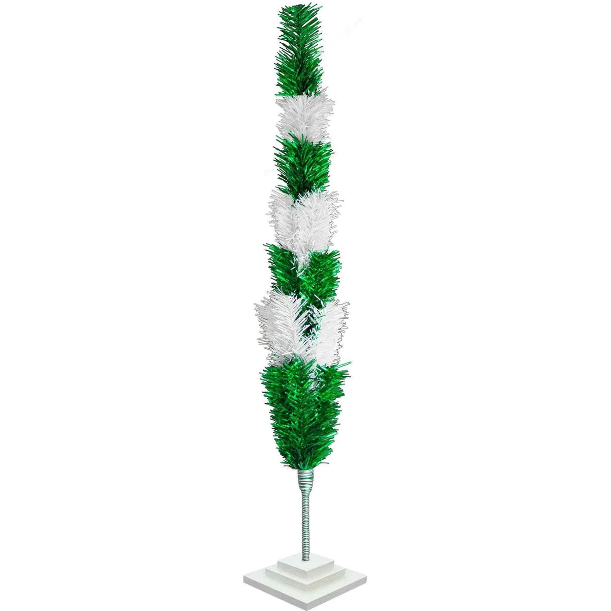 GREEN & WHITE LAYERED TINSEL CHRISTMAS TREE