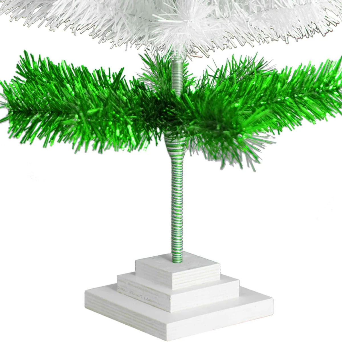 GREEN & WHITE LAYERED TINSEL CHRISTMAS TREE
