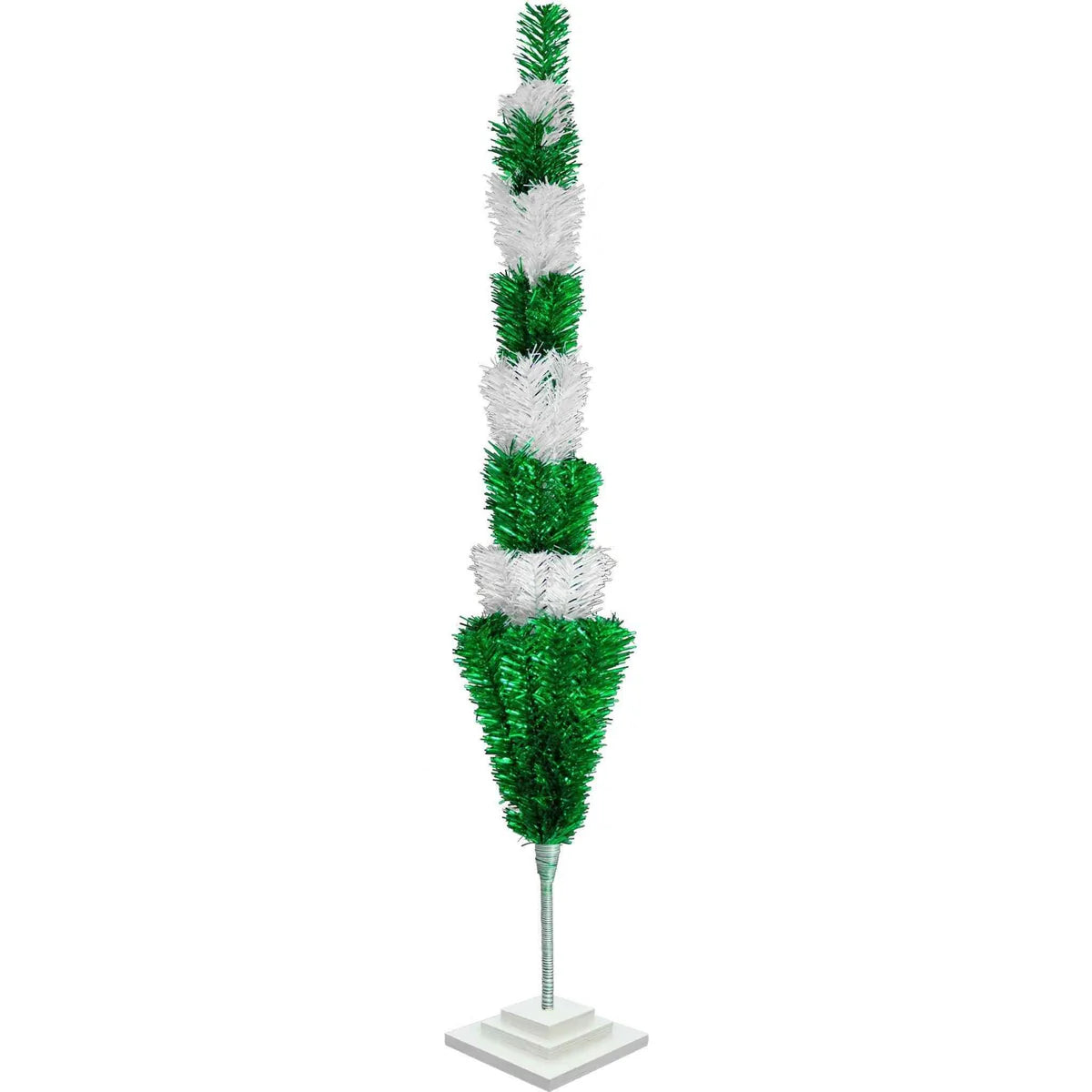 GREEN & WHITE LAYERED TINSEL CHRISTMAS TREE