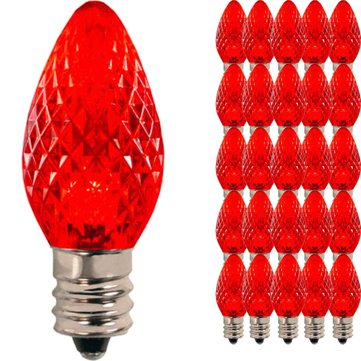 LED FACETED RED LIGHT BULBS