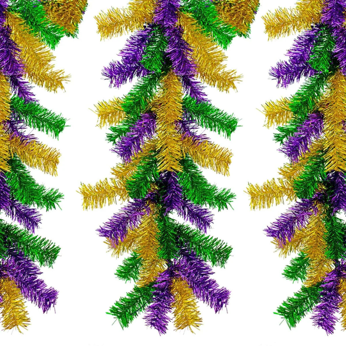 MARDI GRAS MIXED CHRISTMAS BRUSH GARLAND
