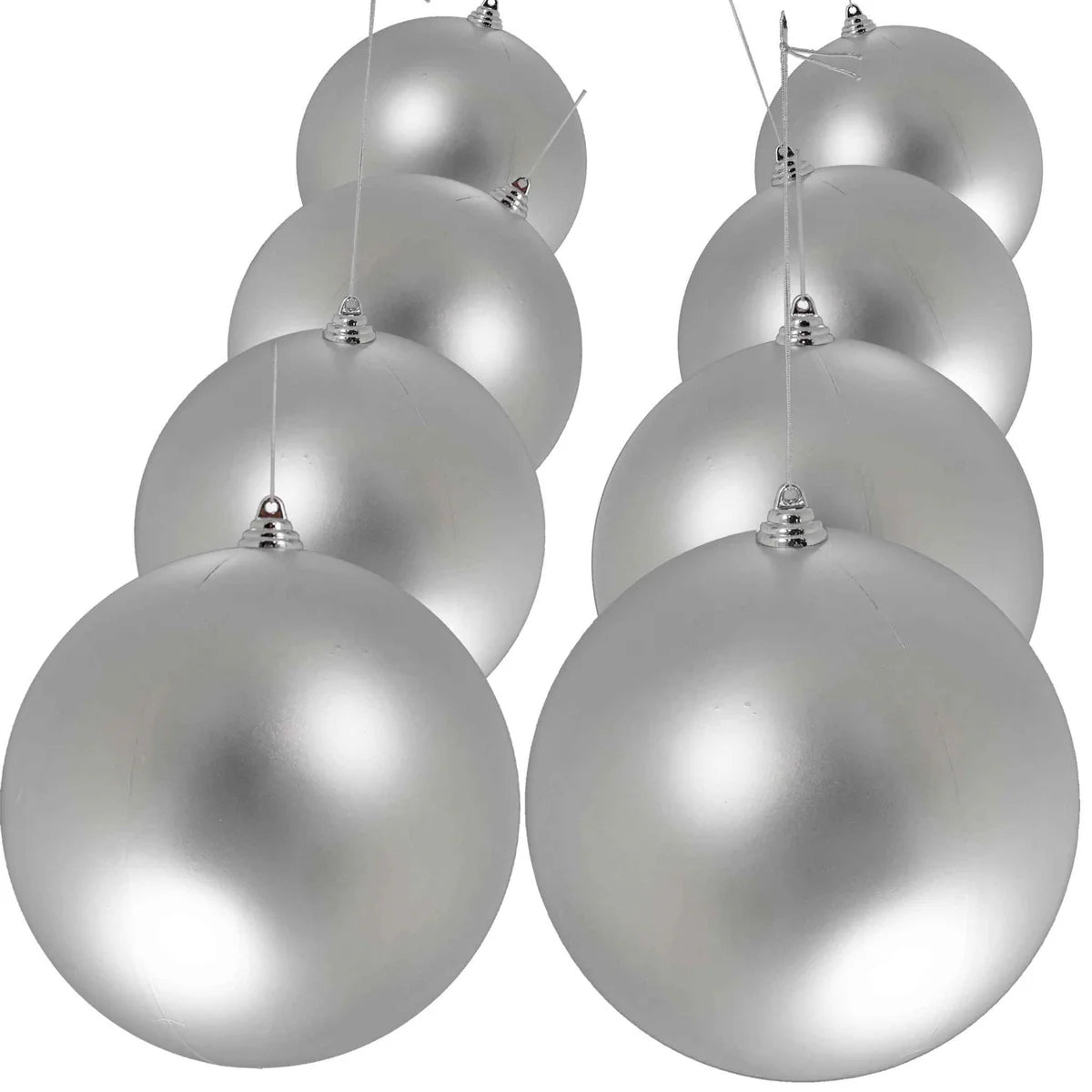 MATTE SILVER BALL ORNAMENTS