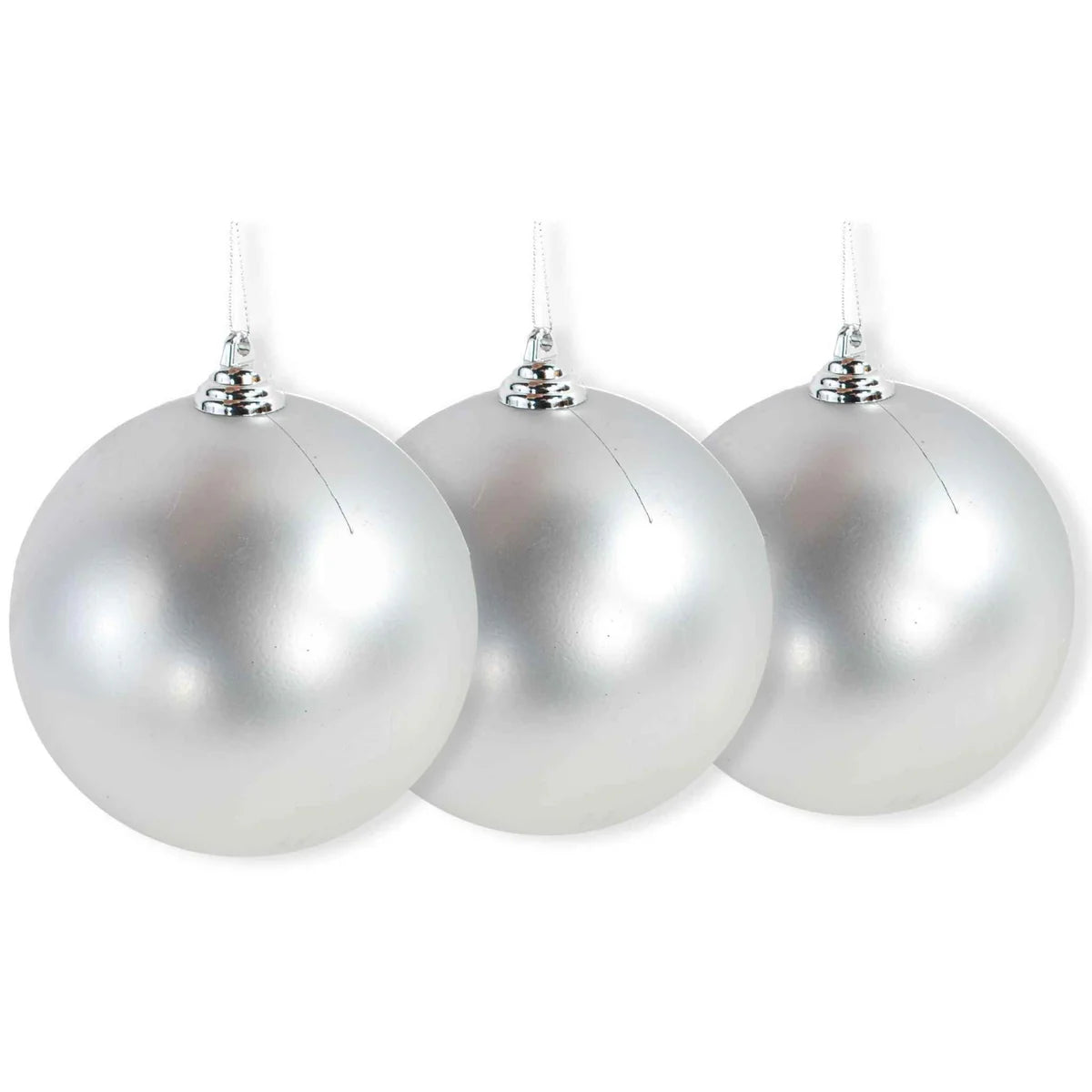 MATTE SILVER BALL ORNAMENTS