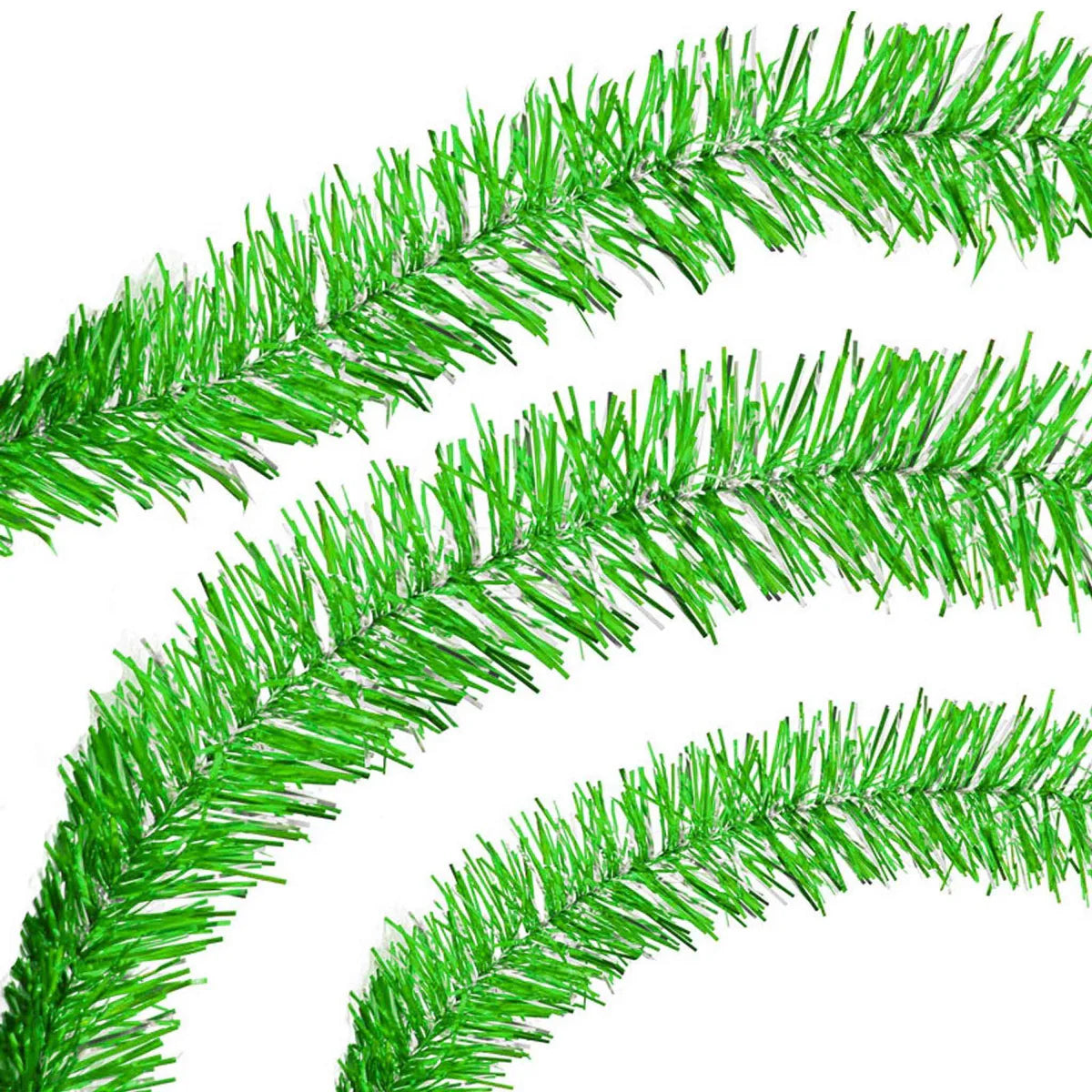 METALLIC GREEN & SILVER TINSEL GARLAND