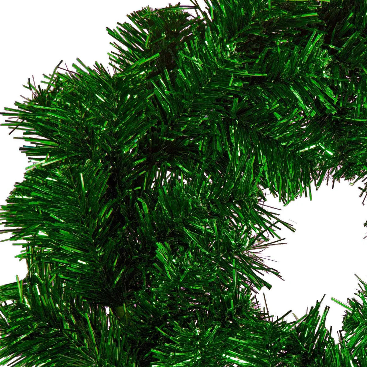 METALLIC GREEN TINSEL CHRISTMAS WREATHS