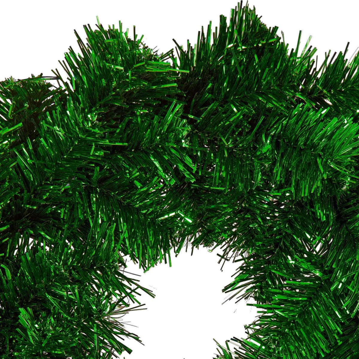 METALLIC GREEN TINSEL CHRISTMAS WREATHS