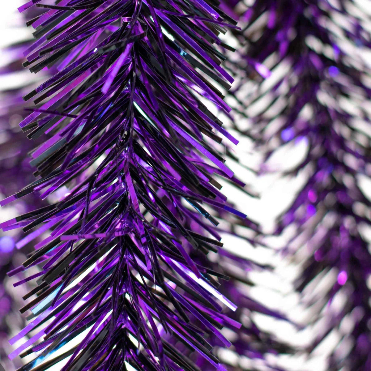 METALLIC PURPLE & BLACK TINSEL GARLAND