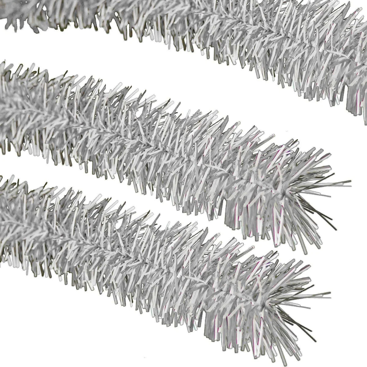 METALLIC SILVER & WHITE TINSEL GARLAND