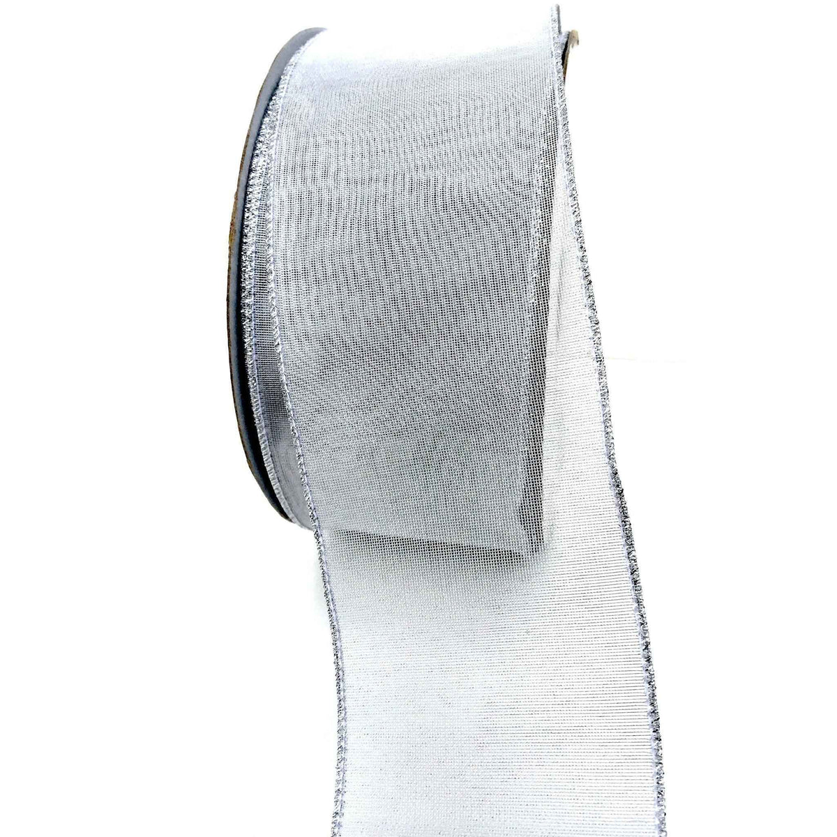 METALLIC SILVER WIRED-EDGE RIBBON