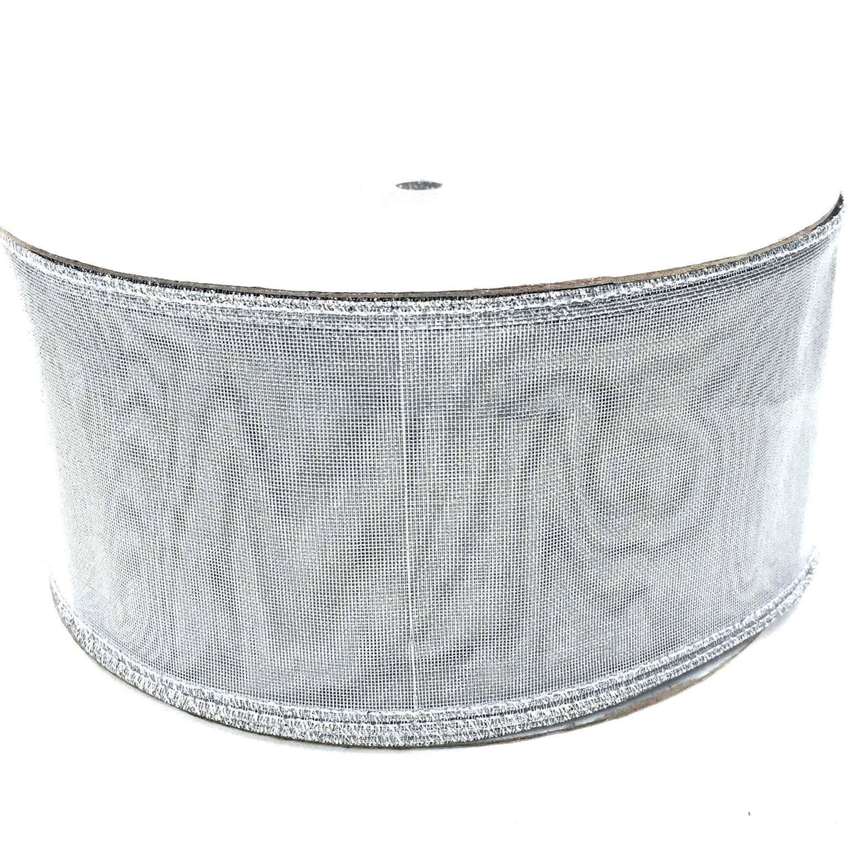 METALLIC SILVER WIRED-EDGE RIBBON