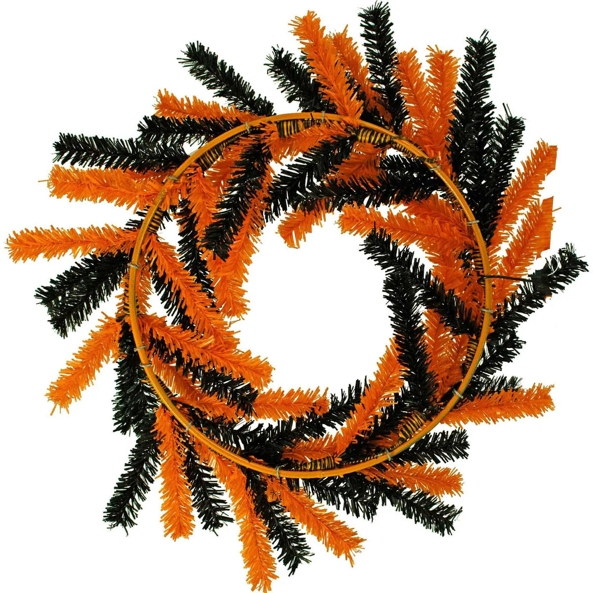 ORANGE AND BLACK 1IN TINSEL HALLOWEEN WREATH
