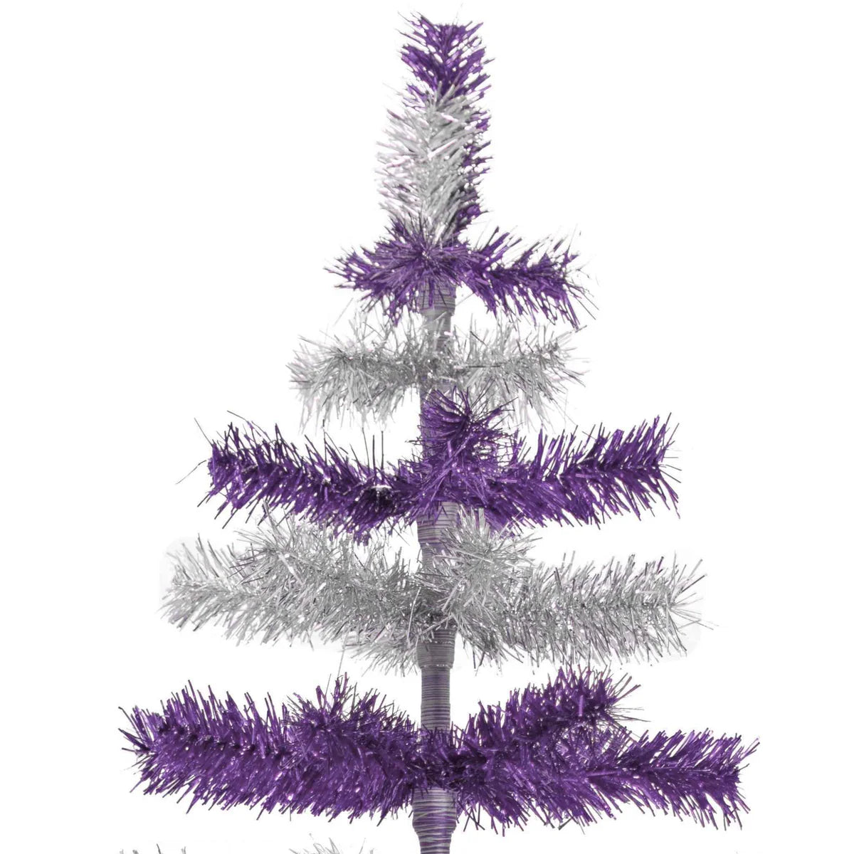 PURPLE & SILVER LAYERED TINSEL CHRISTMAS TREE