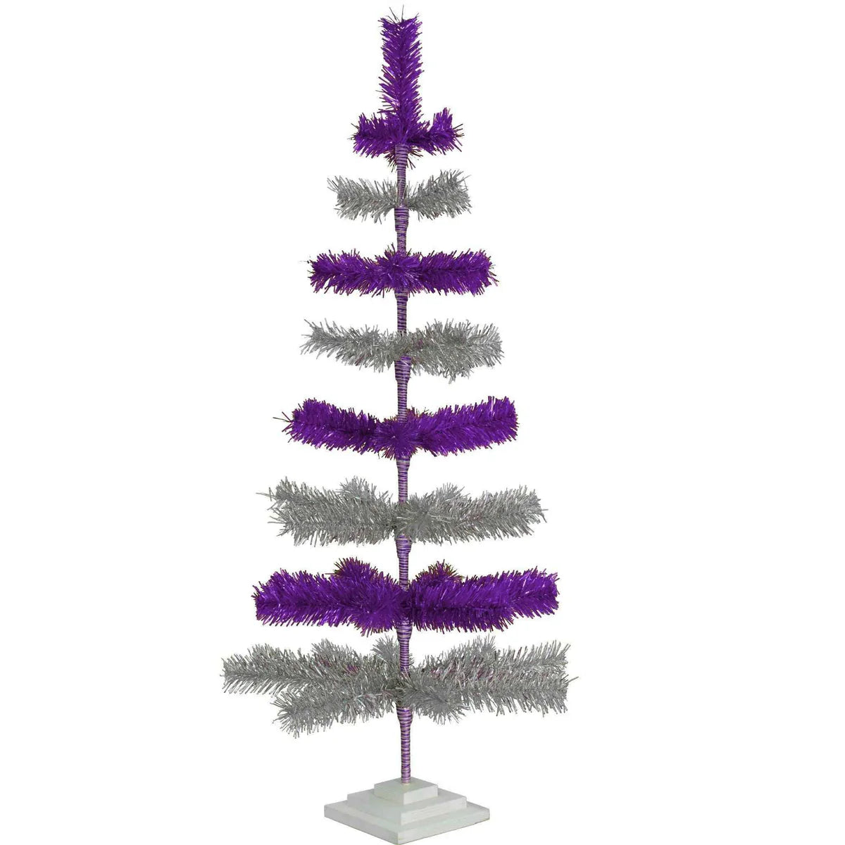 PURPLE & SILVER LAYERED TINSEL CHRISTMAS TREE