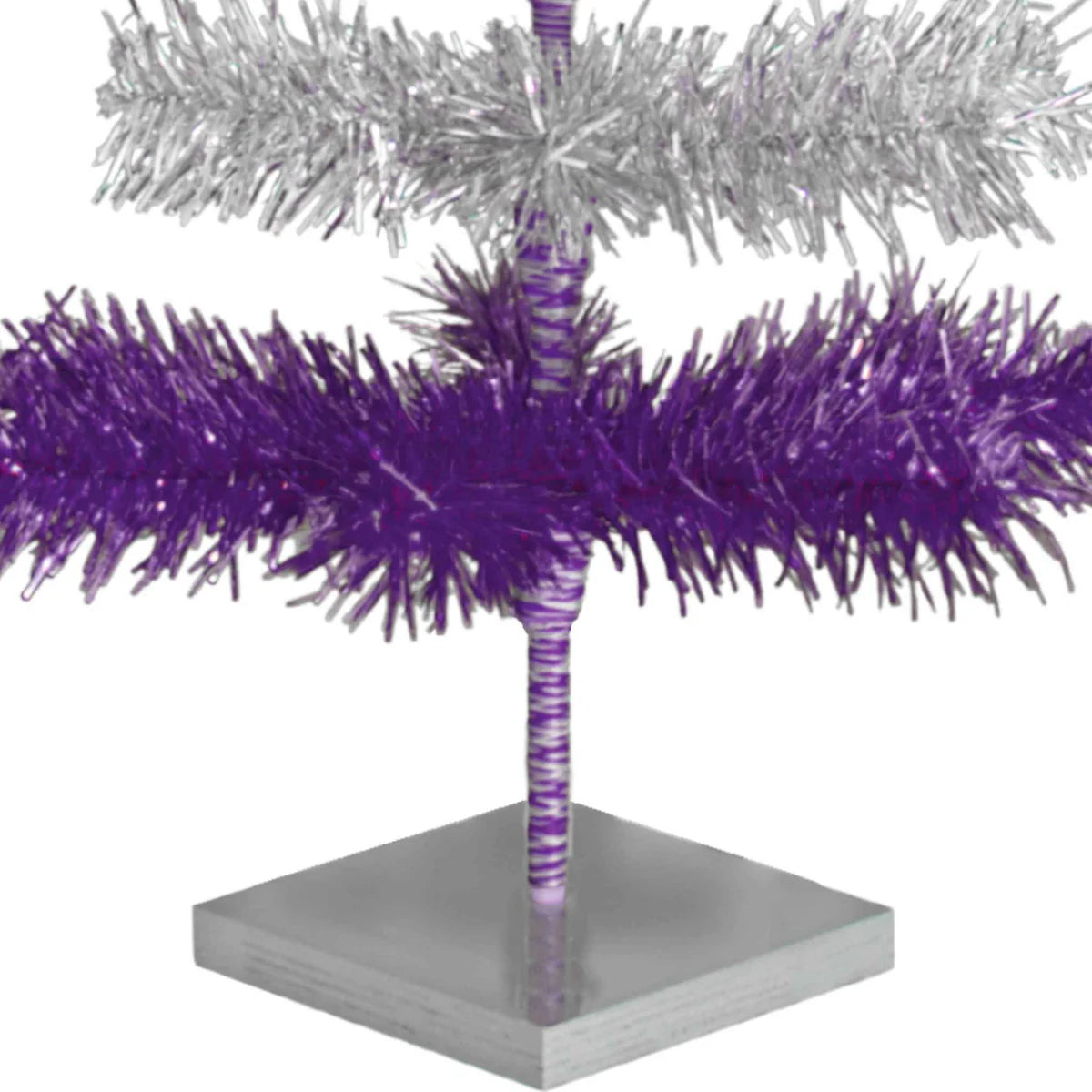 PURPLE & SILVER LAYERED TINSEL CHRISTMAS TREE