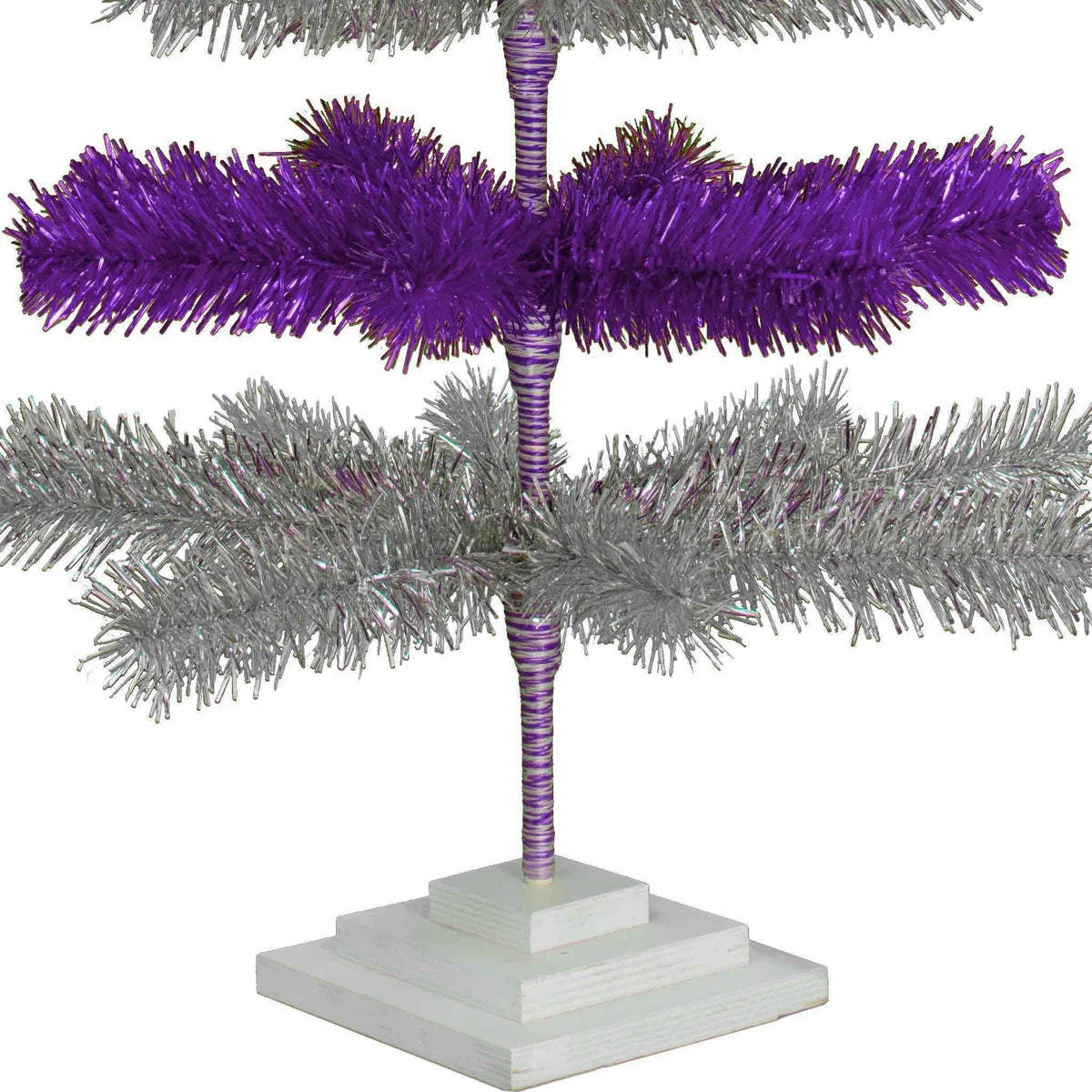 PURPLE & SILVER LAYERED TINSEL CHRISTMAS TREE