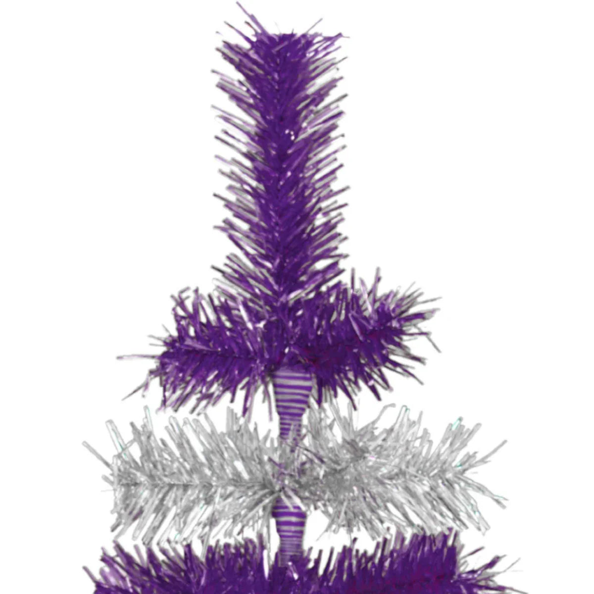 PURPLE & SILVER LAYERED TINSEL CHRISTMAS TREE