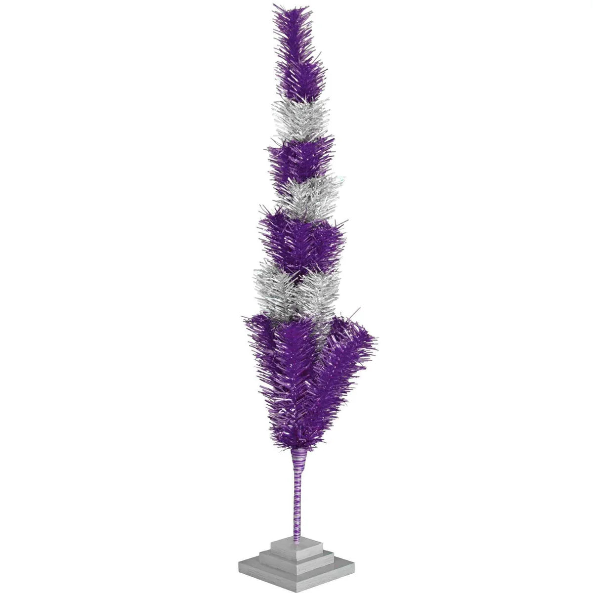 PURPLE & SILVER LAYERED TINSEL CHRISTMAS TREE