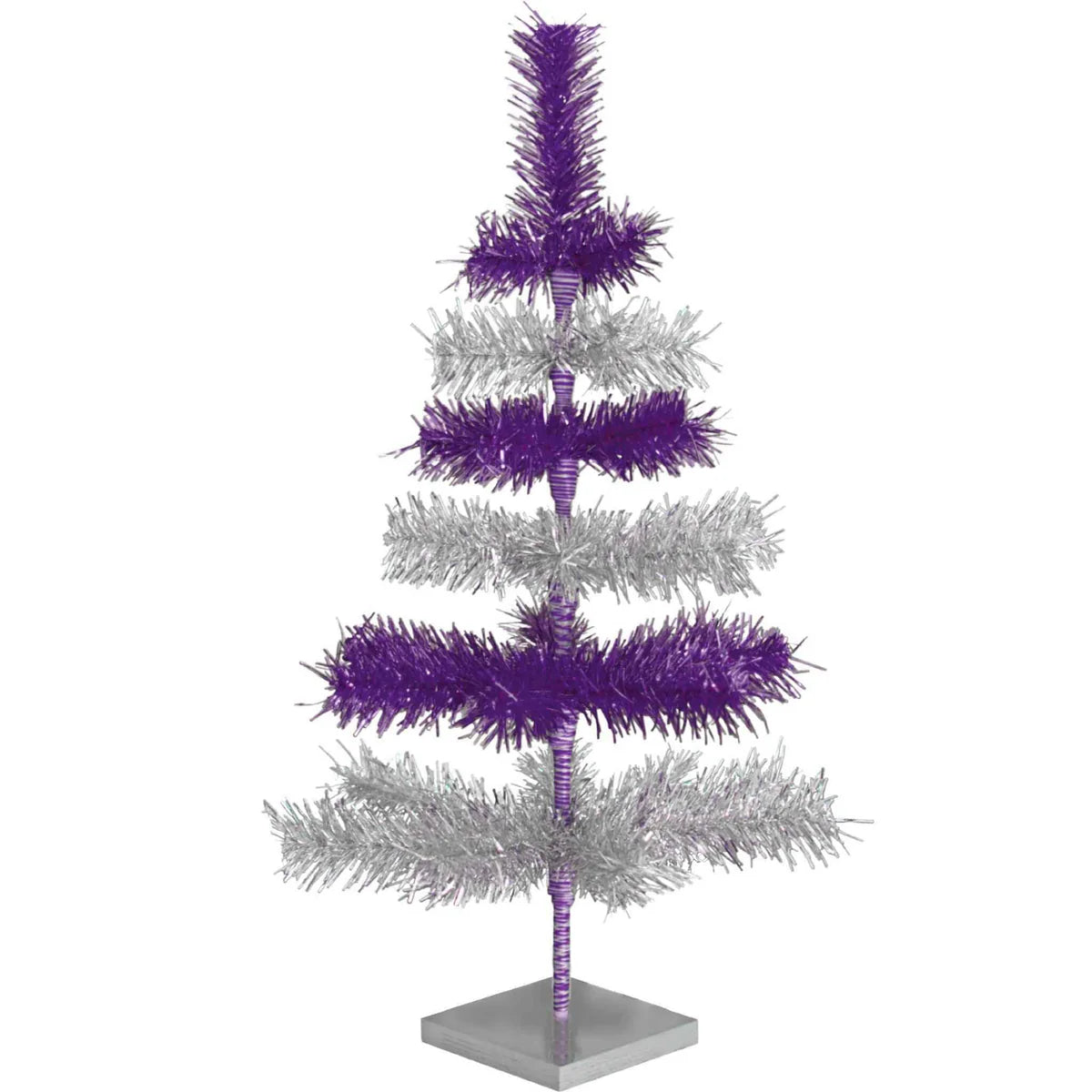 PURPLE & SILVER LAYERED TINSEL CHRISTMAS TREE