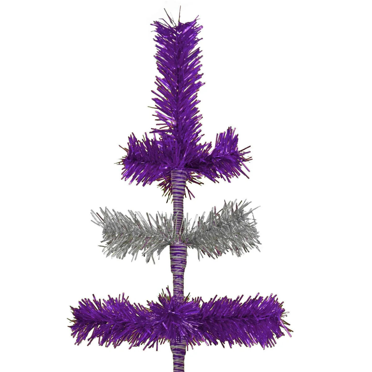 PURPLE & SILVER LAYERED TINSEL CHRISTMAS TREE