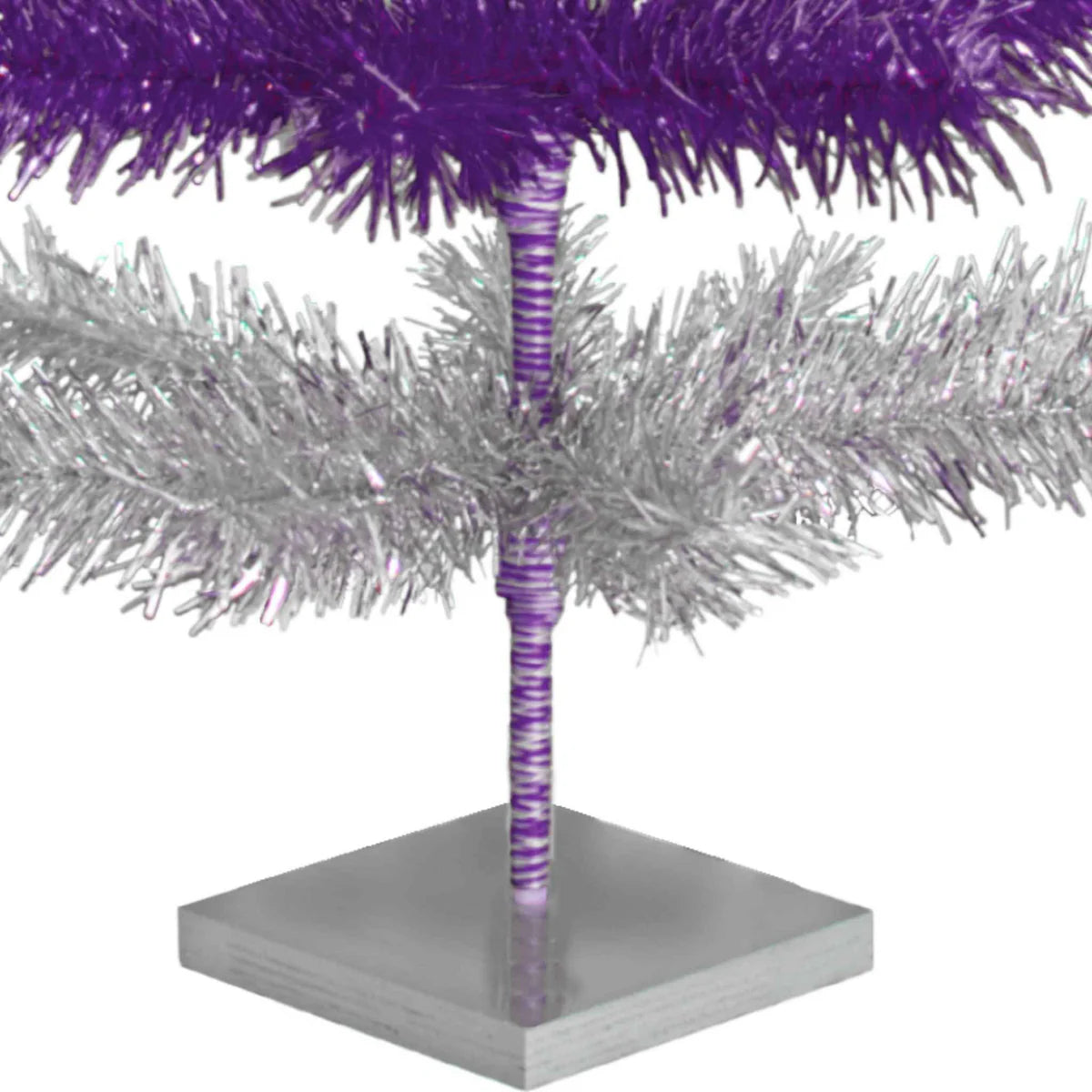 PURPLE & SILVER LAYERED TINSEL CHRISTMAS TREE