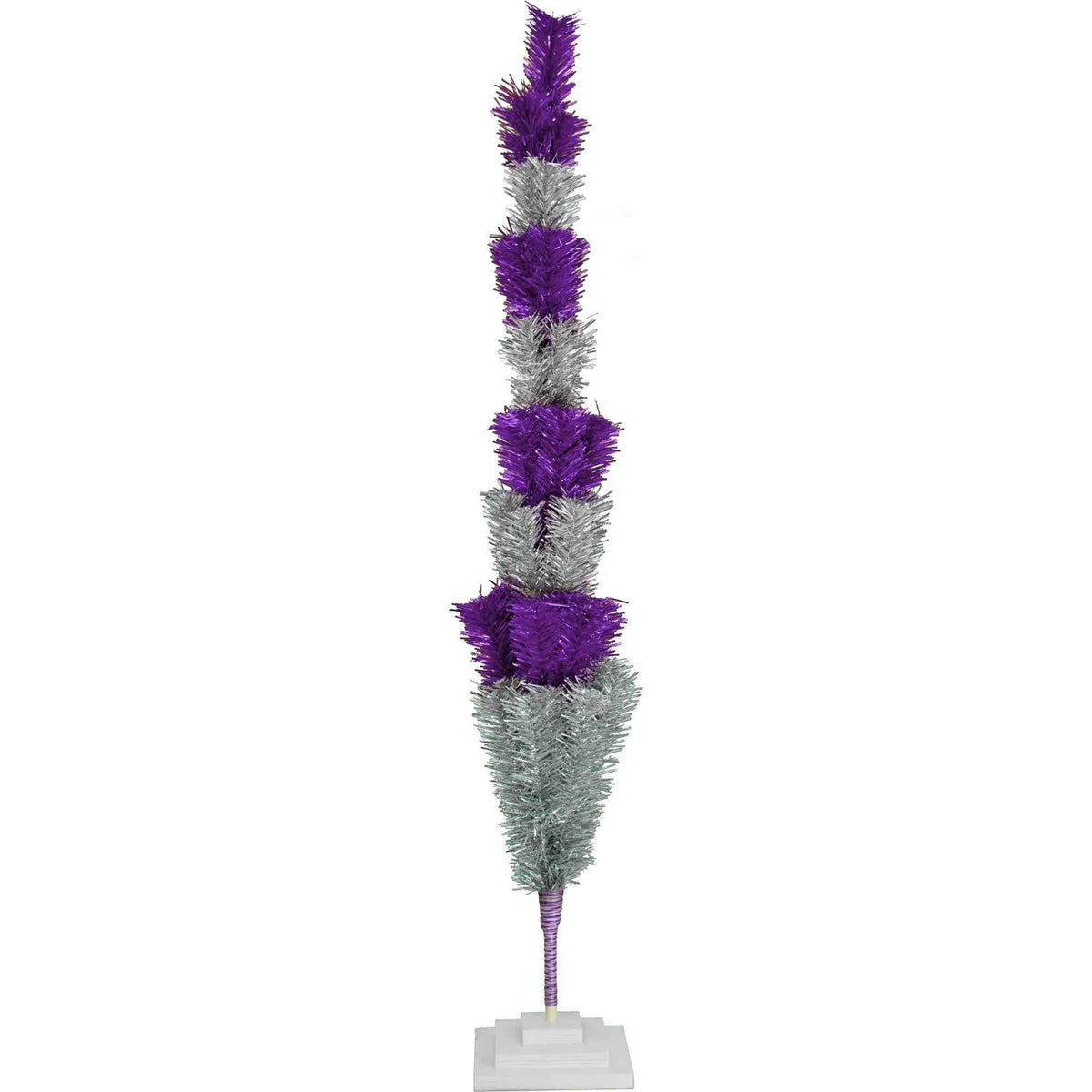 PURPLE & SILVER LAYERED TINSEL CHRISTMAS TREE
