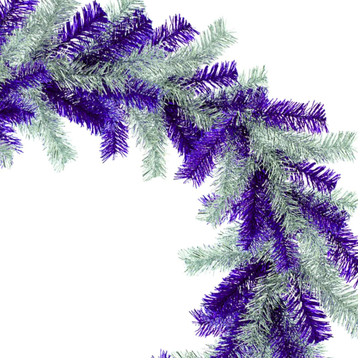 PURPLE AND SILVER TINSEL CHRISTMAS WREATHS