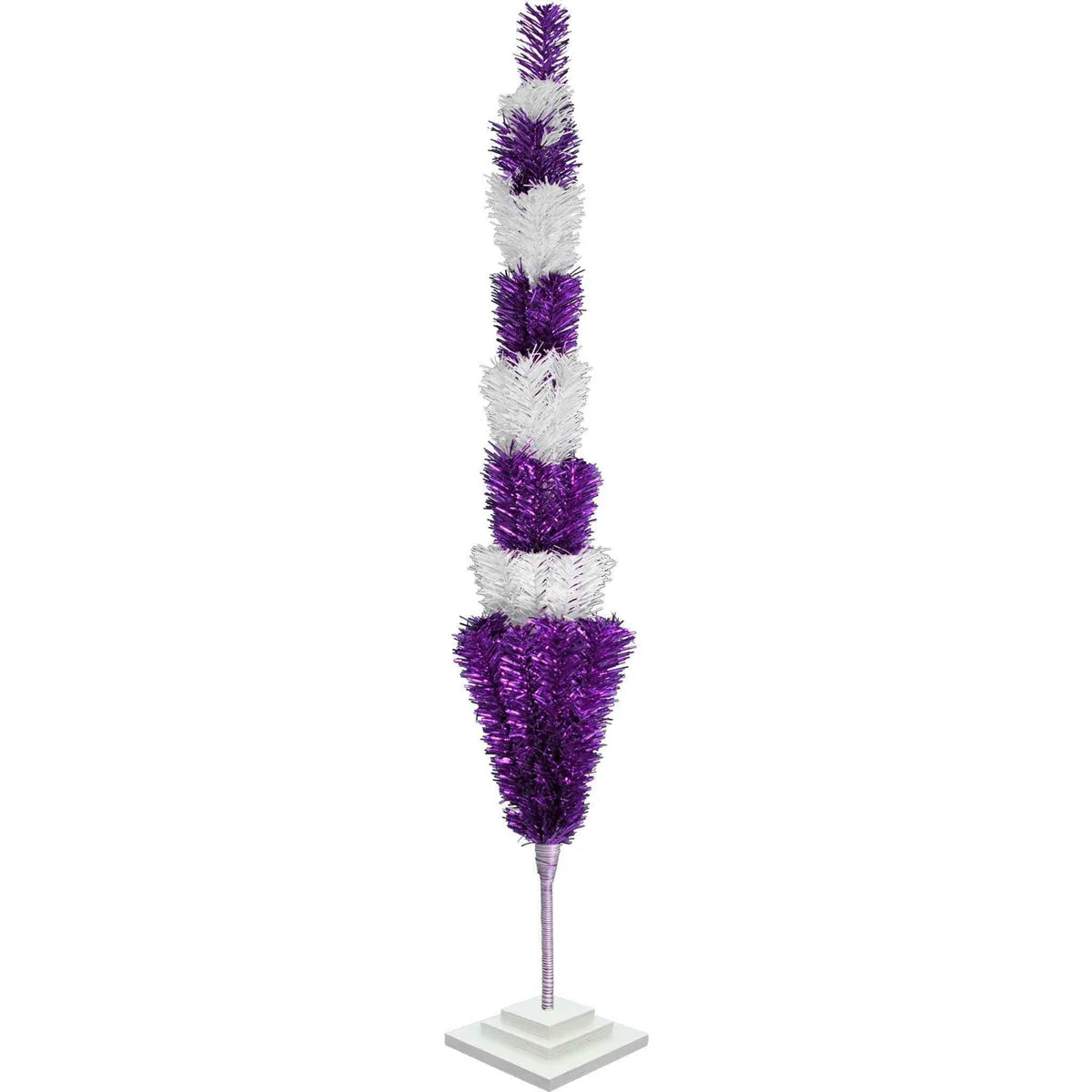 PURPLE & WHITE LAYERED TINSEL CHRISTMAS TREE
