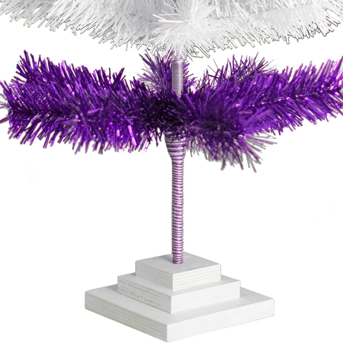PURPLE & WHITE LAYERED TINSEL CHRISTMAS TREE
