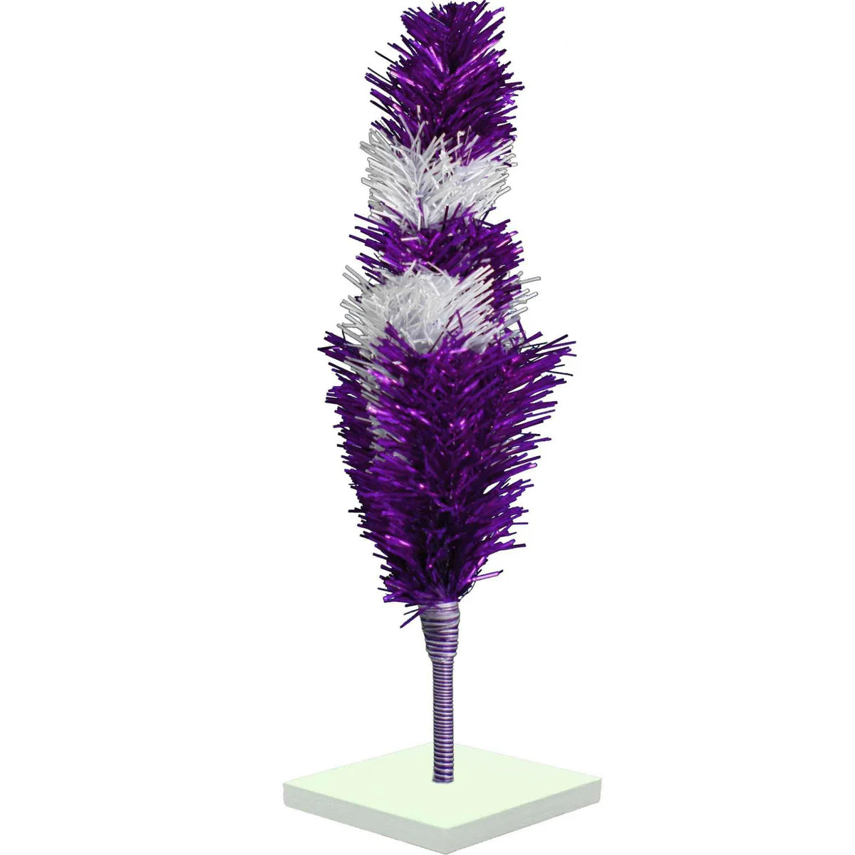 PURPLE & WHITE LAYERED TINSEL CHRISTMAS TREE
