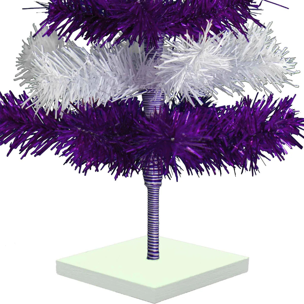 PURPLE & WHITE LAYERED TINSEL CHRISTMAS TREE