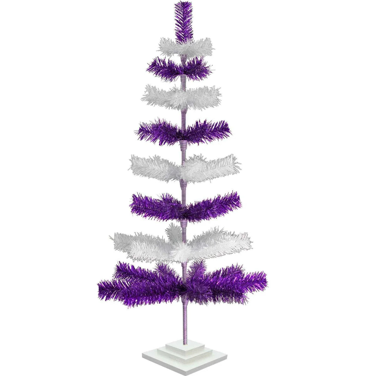 PURPLE & WHITE LAYERED TINSEL CHRISTMAS TREE