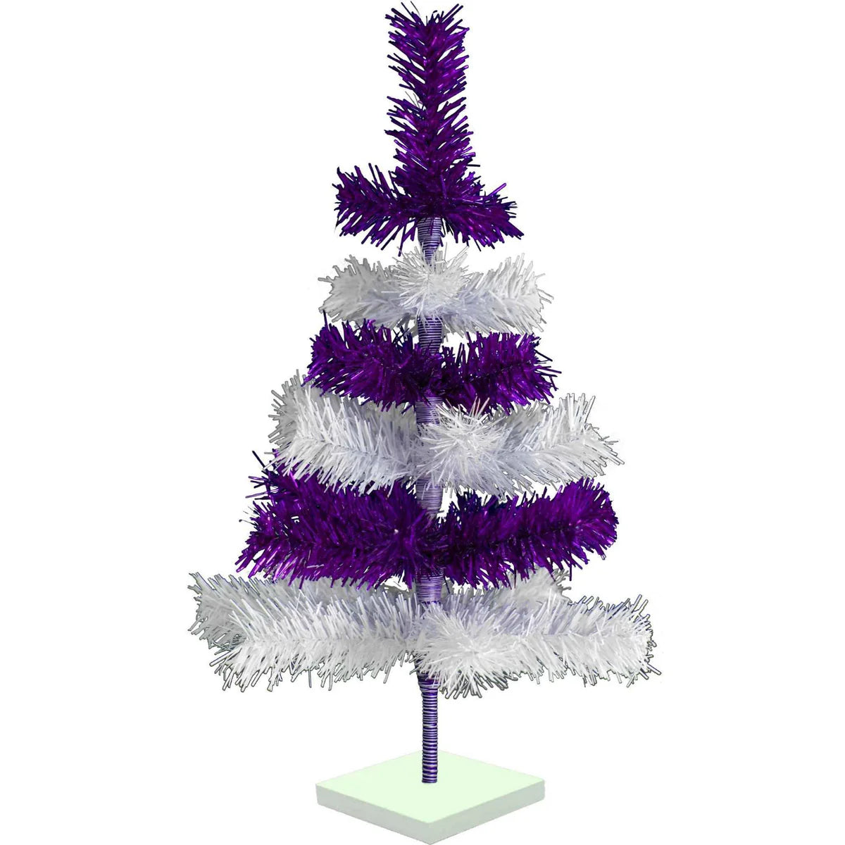 PURPLE & WHITE LAYERED TINSEL CHRISTMAS TREE