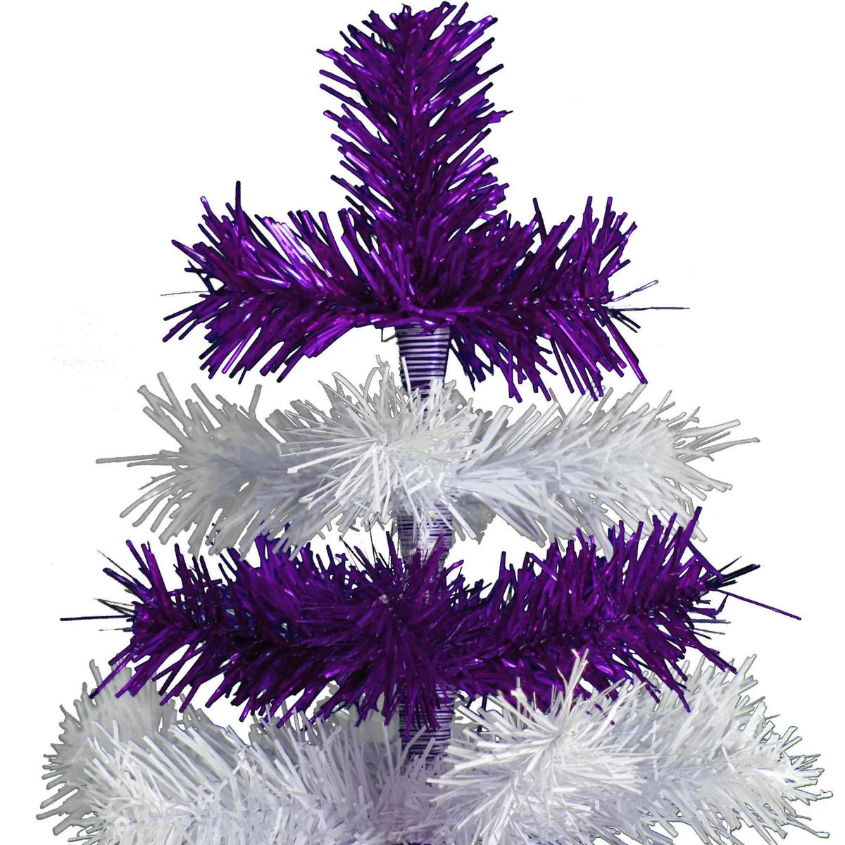 PURPLE & WHITE LAYERED TINSEL CHRISTMAS TREE