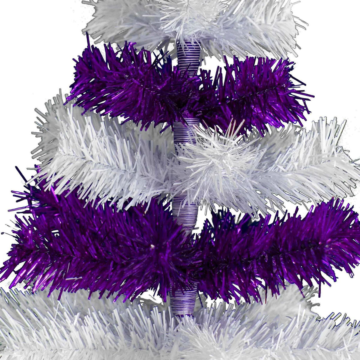 PURPLE & WHITE LAYERED TINSEL CHRISTMAS TREE