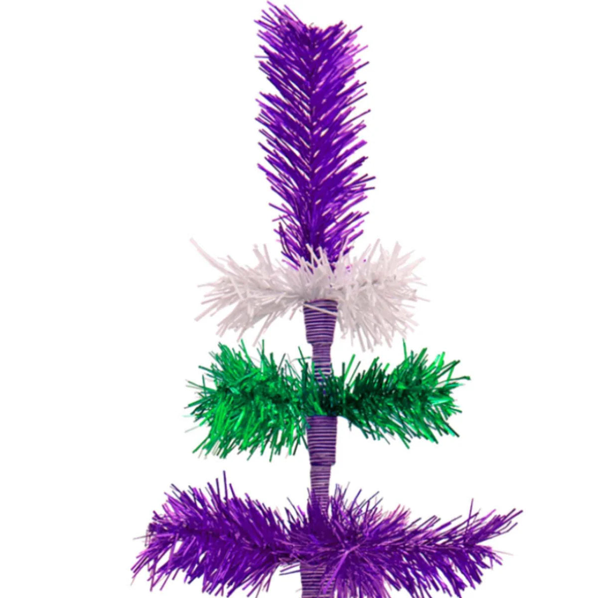 PURPLE, GREEN, & WHITE LAYERED TINSEL CHRISTMAS TREE