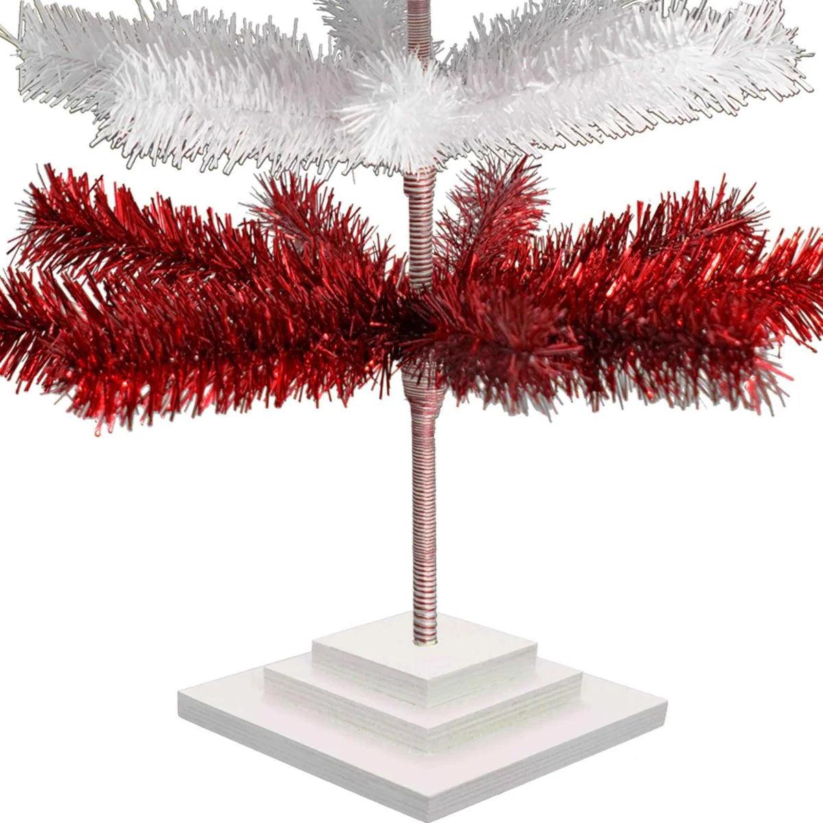 RED & WHITE CANDY CANE LAYERED TINSEL CHRISTMAS TREE