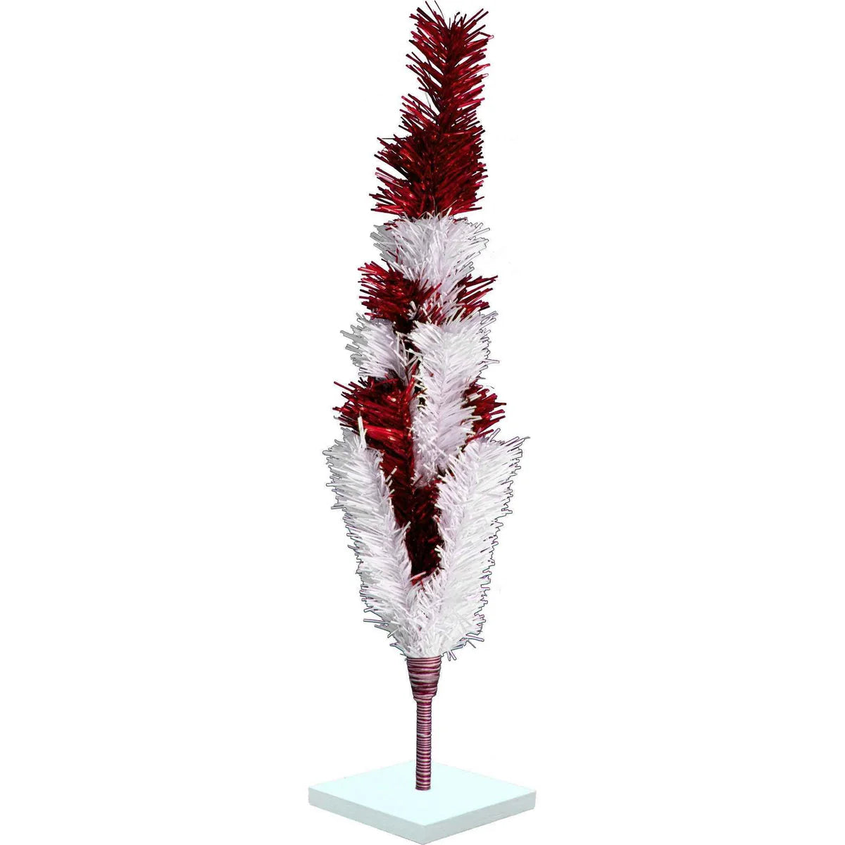 RED & WHITE CANDY CANE LAYERED TINSEL CHRISTMAS TREE